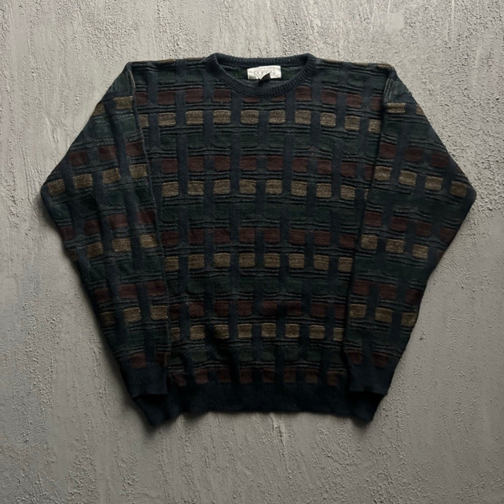 Vintage Gianfranco Ruffini Sweater XL 1990s Coogi Style Knit Crewneck